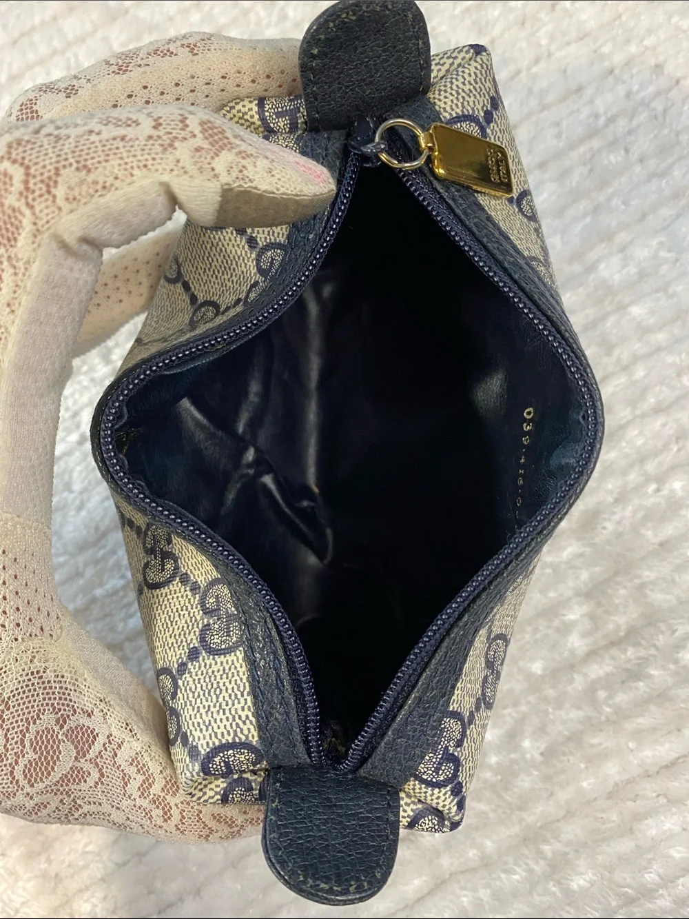 Vintage Gucci navy GG monogram canvas mini pouch